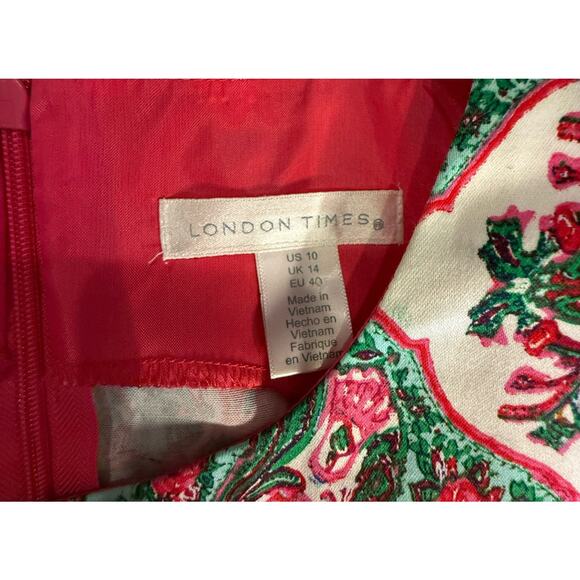 London Times 70’s Inspired Colorful‎ Midi Shift Dress/ Boho Print/Artsy Size 10 - Picture 5 of 6